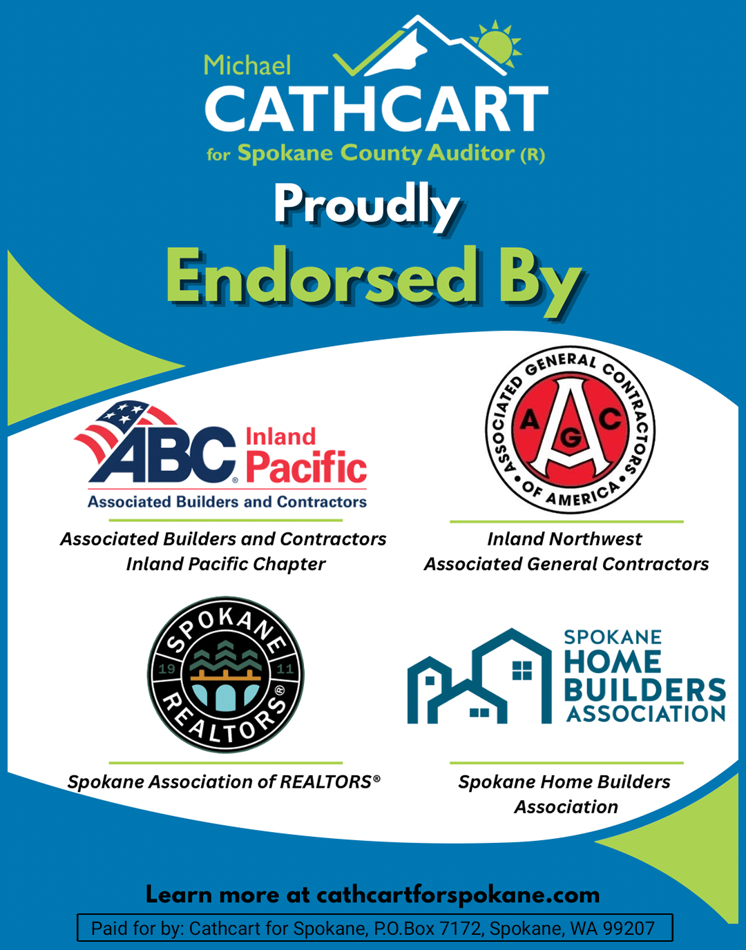 Endorsing Organizations endorsement of Michael Cathcart for Spokane County Auditor